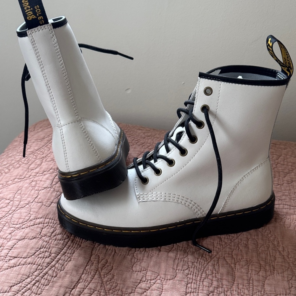 Dr. Martens White Lace Up Boots